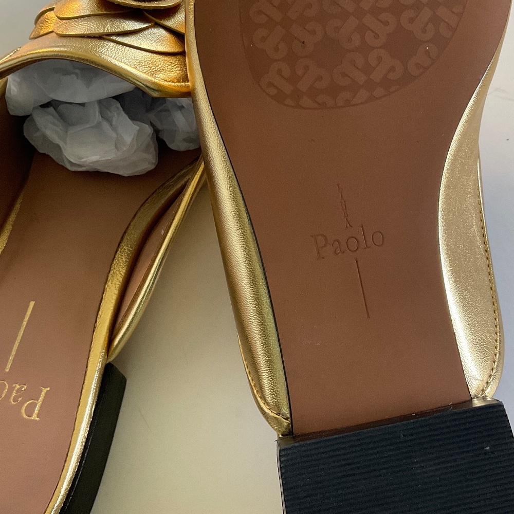 LINEA  PAOLO  Mule 3-D Flower Gold Size 7 - Picture 8 of 9